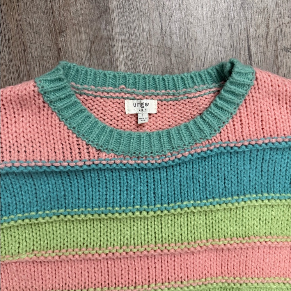Umgee • Striped Color Block Pom Pom Sweater - Picture 7 of 14